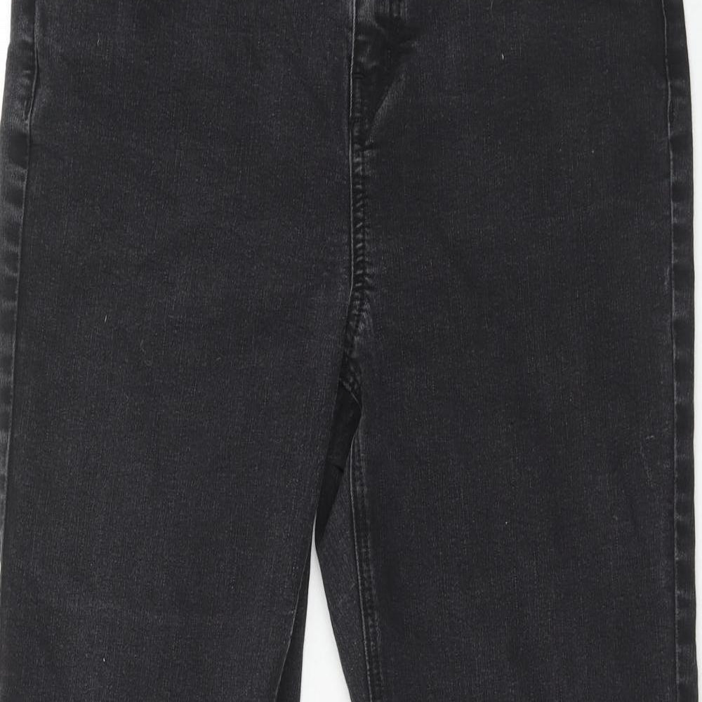 George Womens Black Herringbone Cotton Bootcut Jeans Size 16 Regular Zip