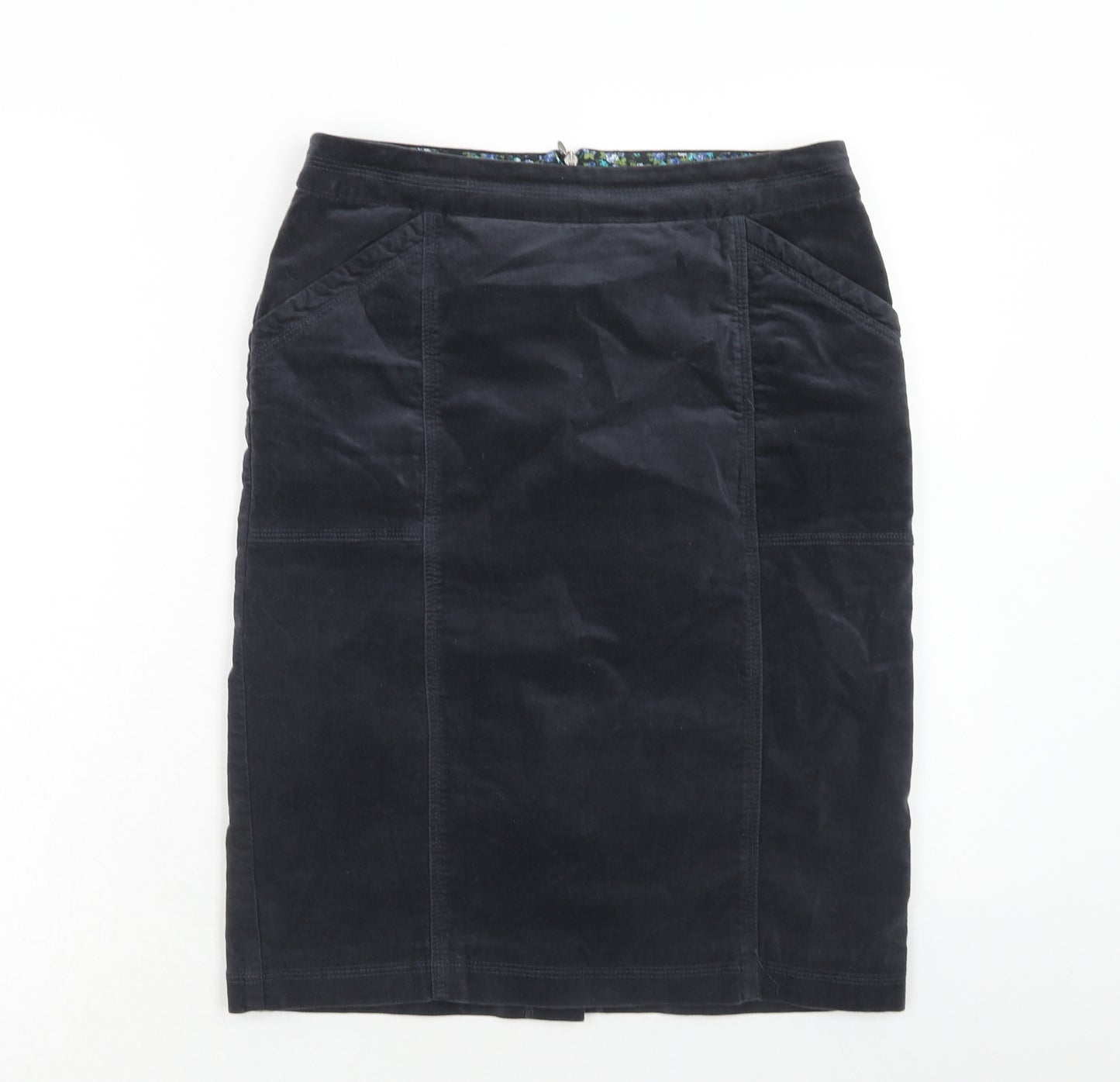 White Stuff Womens Blue Cotton A-Line Skirt Size 8 Zip