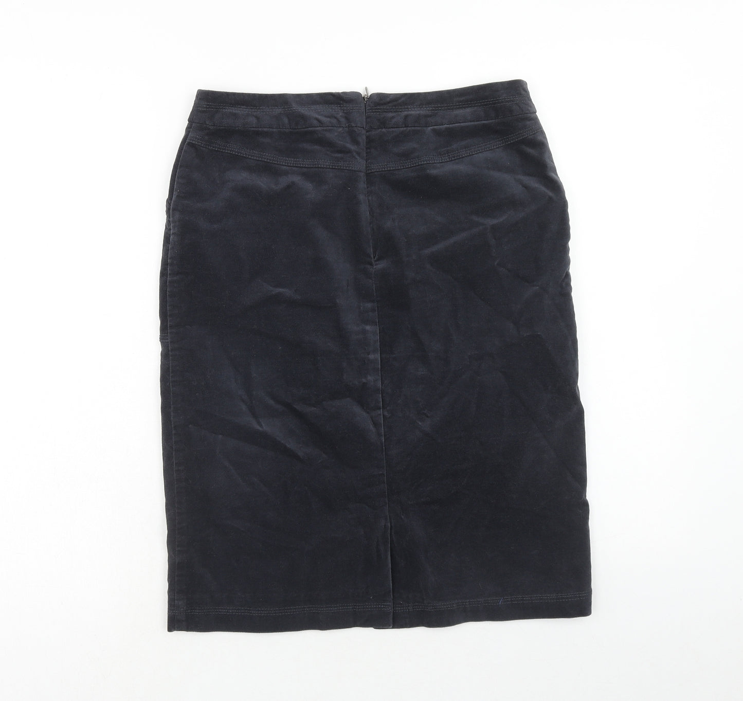 White Stuff Womens Blue Cotton A-Line Skirt Size 8 Zip