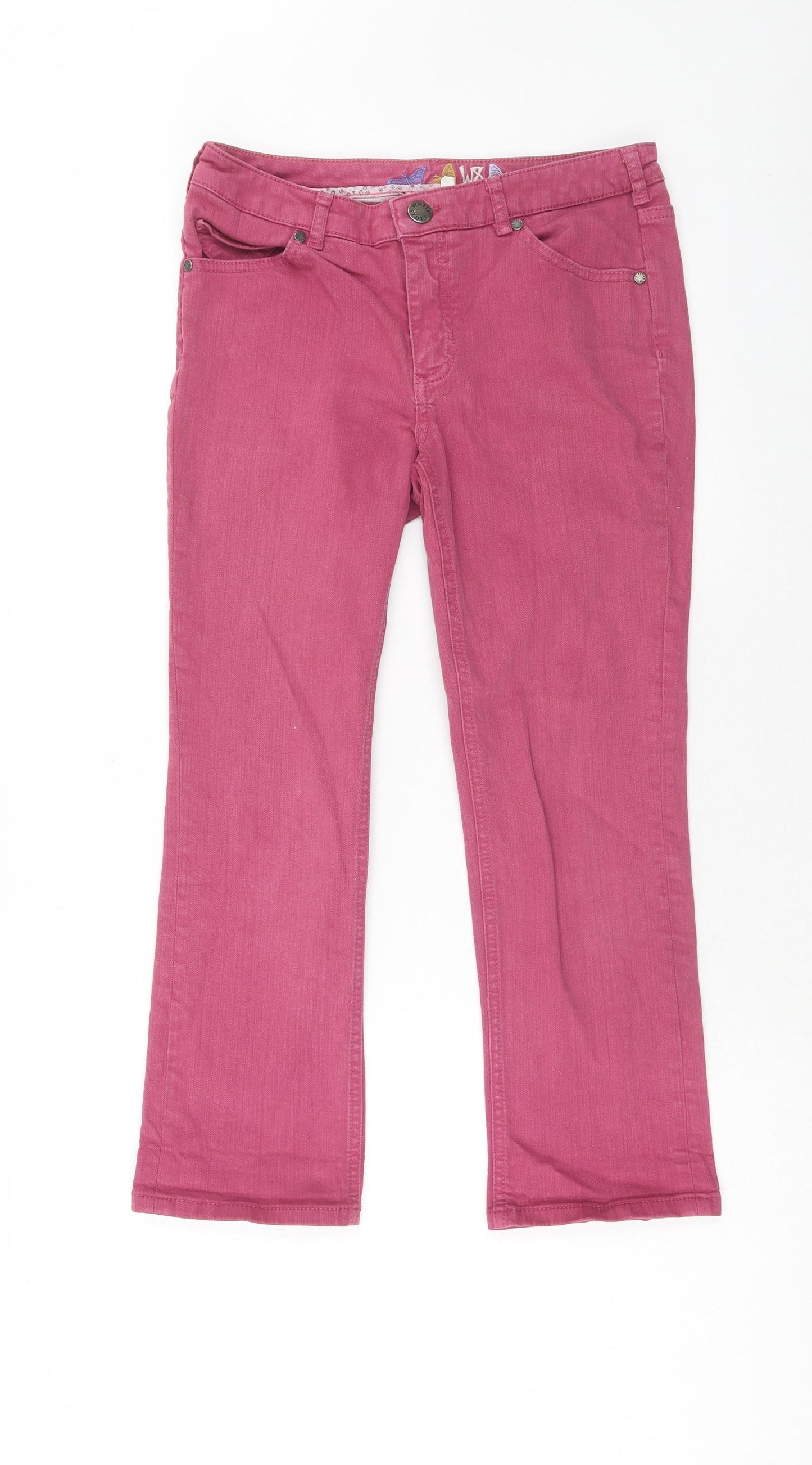 White Stuff Womens Pink Cotton Straight Jeans Size 10 Regular Zip