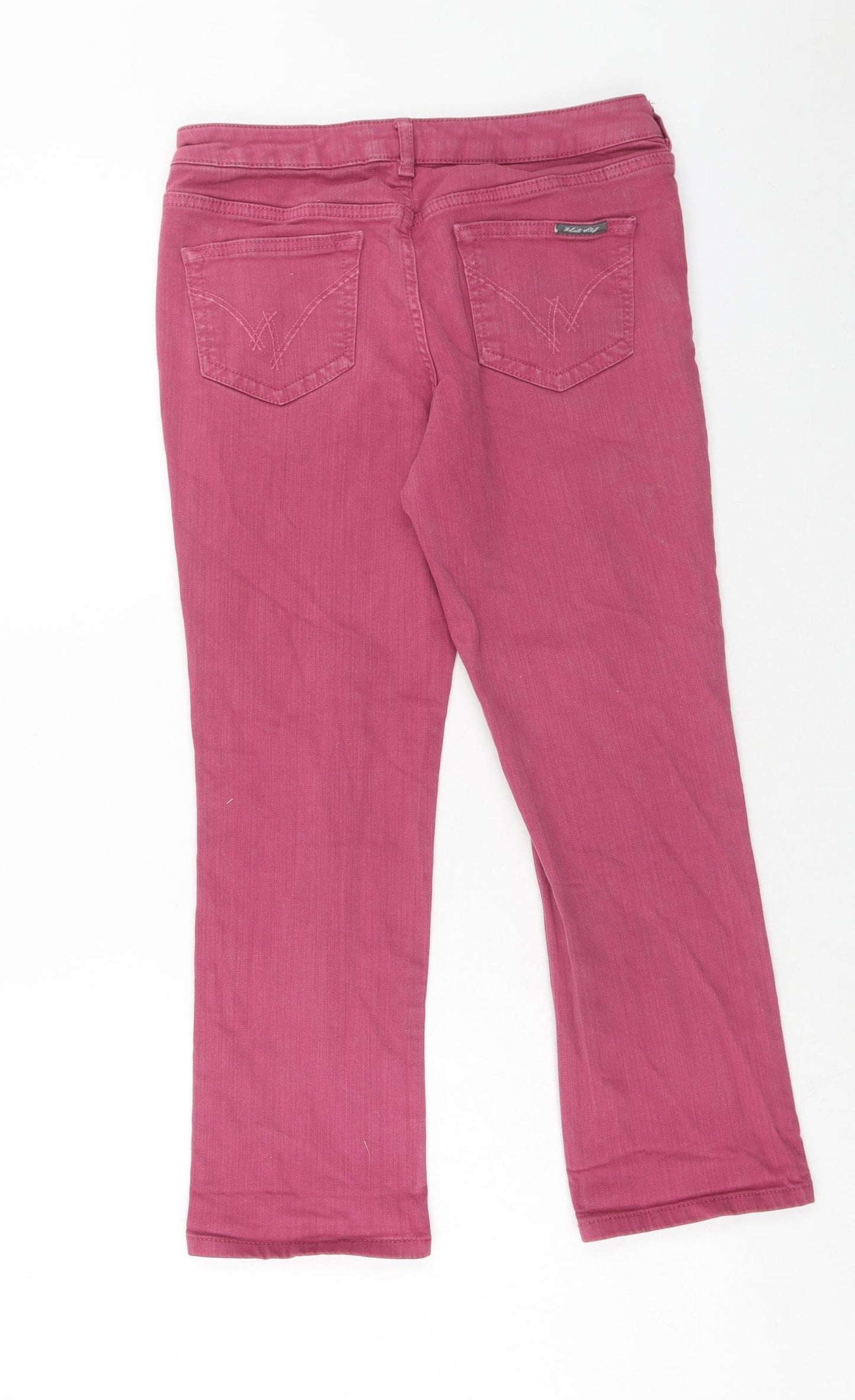 White Stuff Womens Pink Cotton Straight Jeans Size 10 Regular Zip