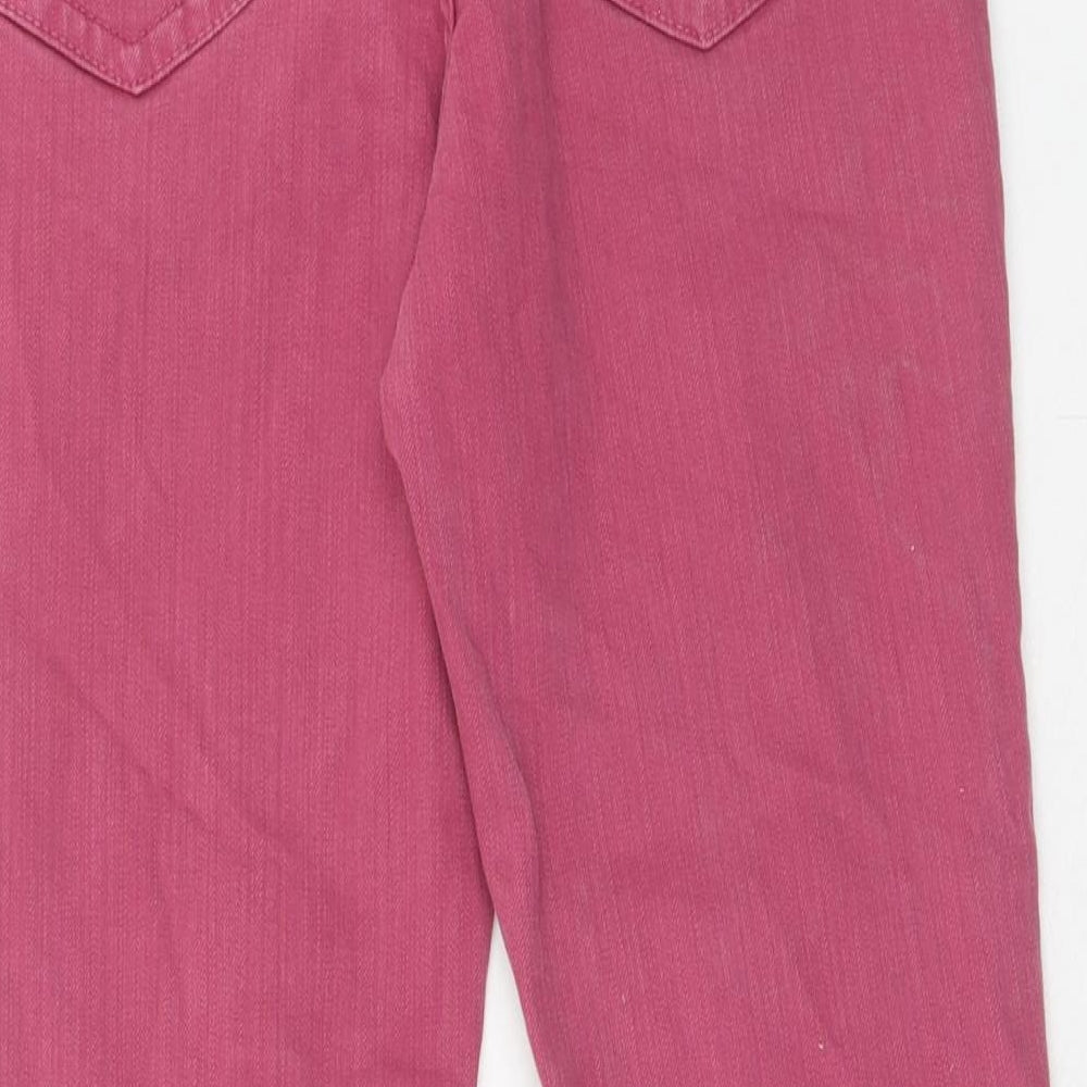White Stuff Womens Pink Cotton Straight Jeans Size 10 Regular Zip