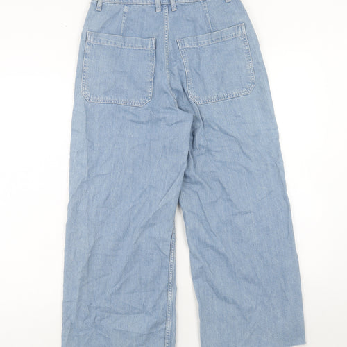 Topshop Womens Blue Cotton Wide-Leg Jeans Size 28 in L32 in Regular Zip
