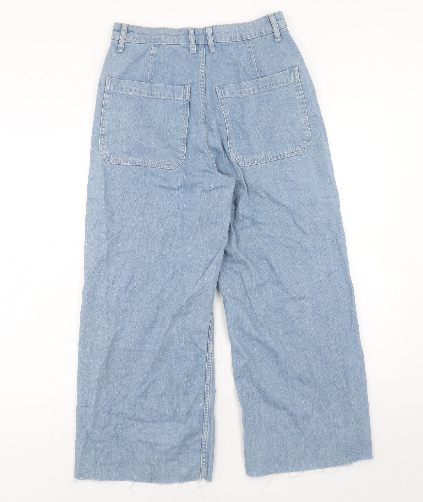 Topshop Womens Blue Cotton Wide-Leg Jeans Size 28 in L32 in Regular Zip
