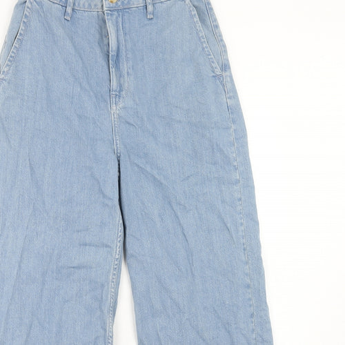 Topshop Womens Blue Cotton Wide-Leg Jeans Size 28 in L32 in Regular Zip