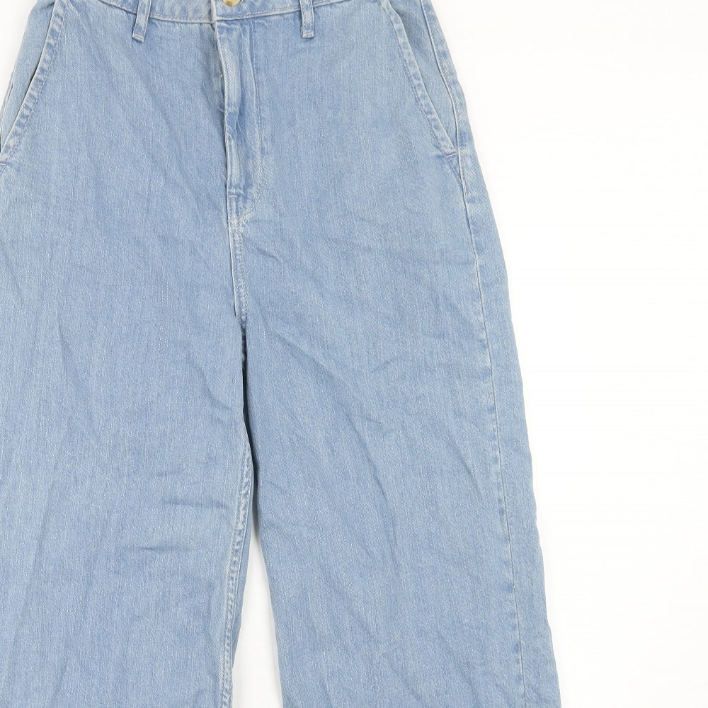 Topshop Womens Blue Cotton Wide-Leg Jeans Size 28 in L32 in Regular Zip