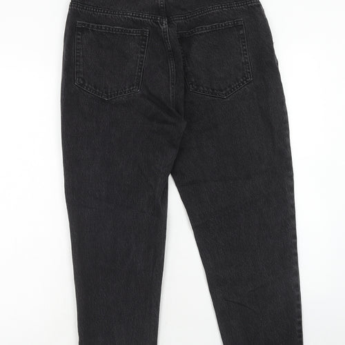 Pull&Bear Womens Black Cotton Mom Jeans Size 14 Regular Zip