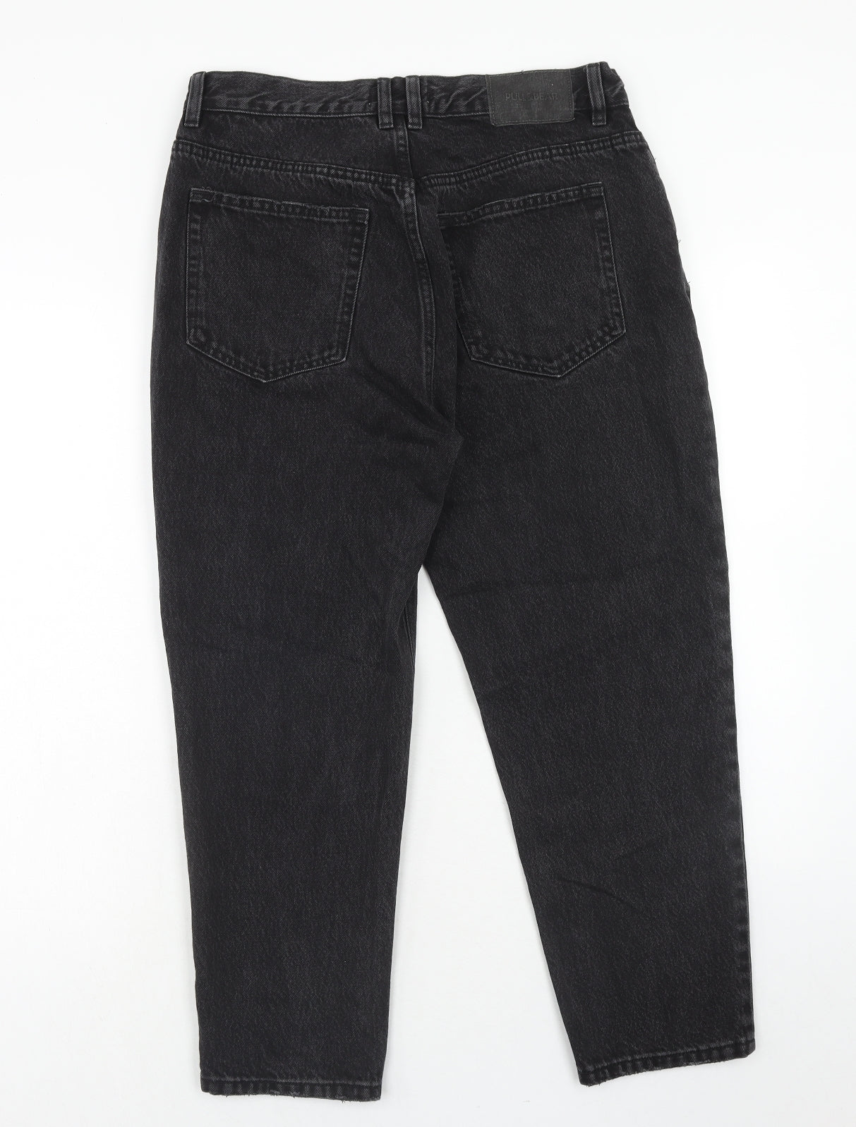 Pull&Bear Womens Black Cotton Mom Jeans Size 14 Regular Zip