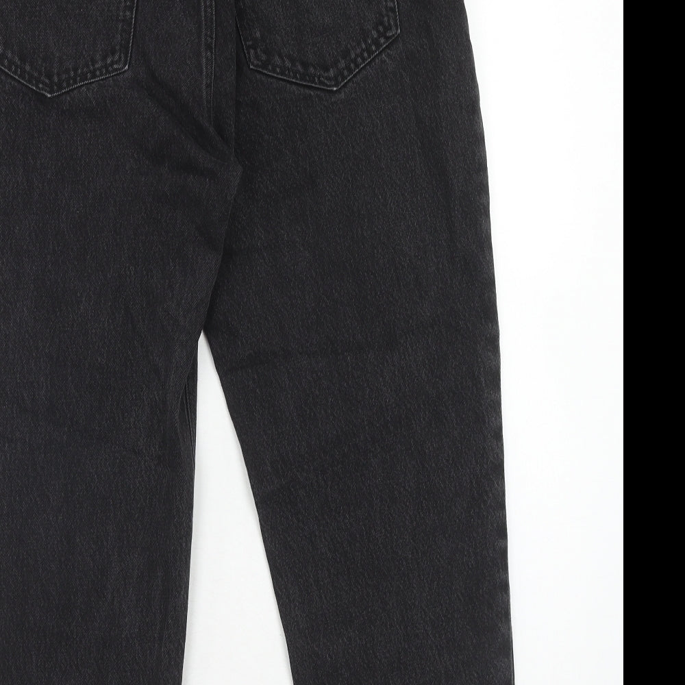 Pull&Bear Womens Black Cotton Mom Jeans Size 14 Regular Zip