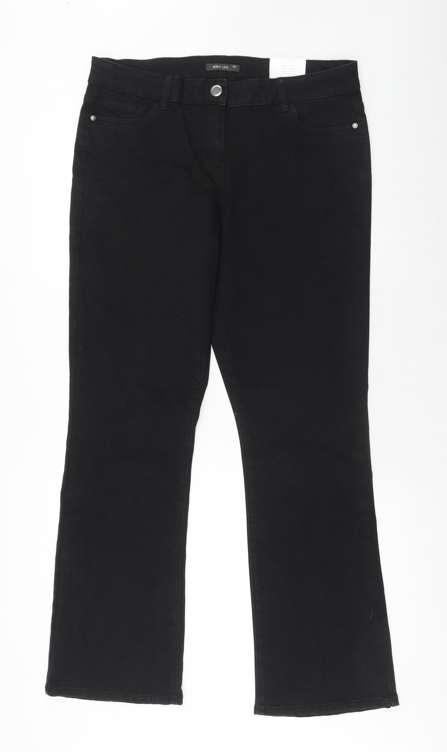 Bonamrché Womens Black Cotton Bootcut Jeans Size 16 Regular Zip