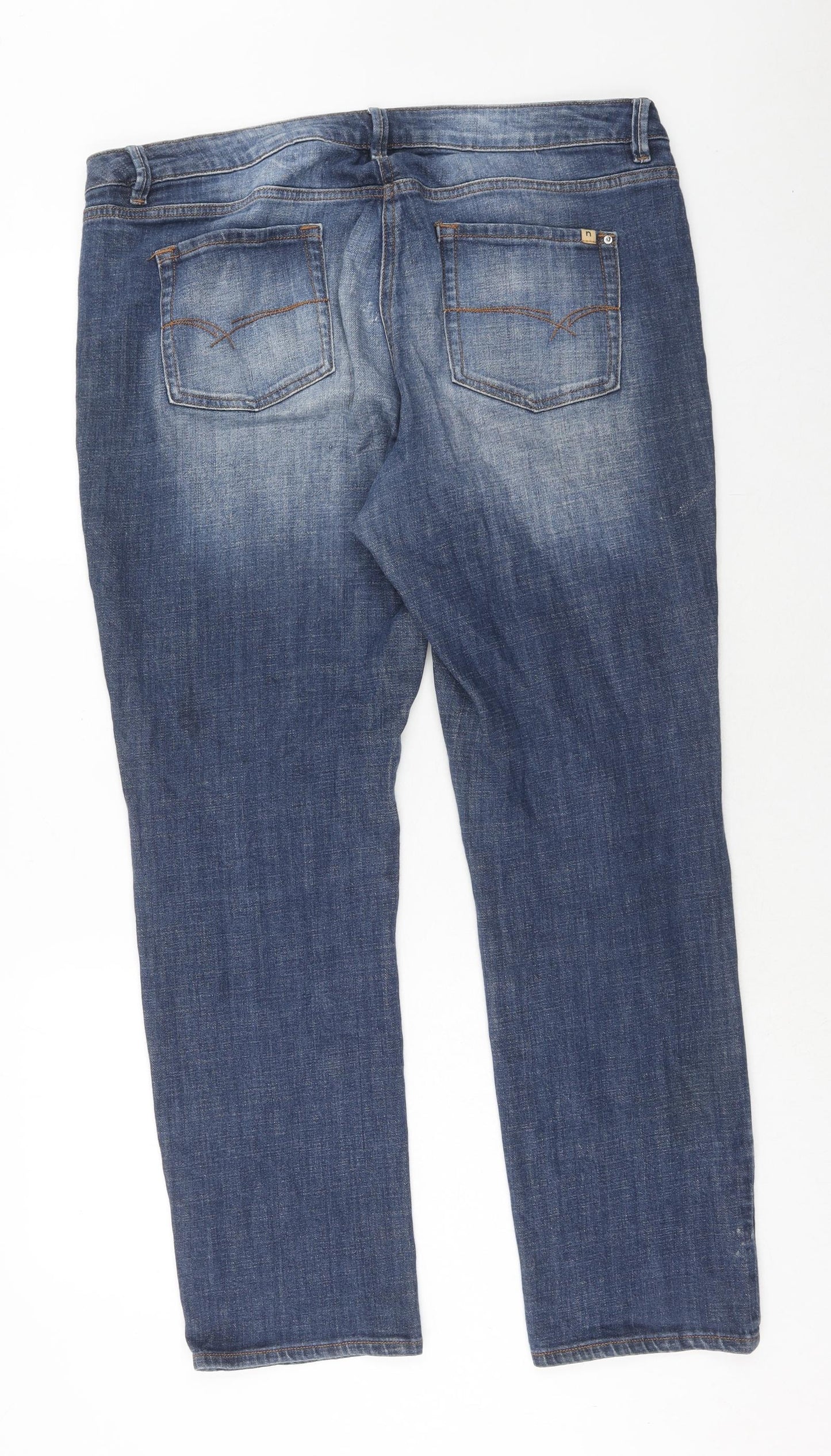 NEXT Womens Blue Cotton Straight Jeans Size 16 Regular Zip