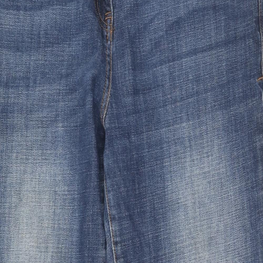 NEXT Womens Blue Cotton Straight Jeans Size 16 Regular Zip