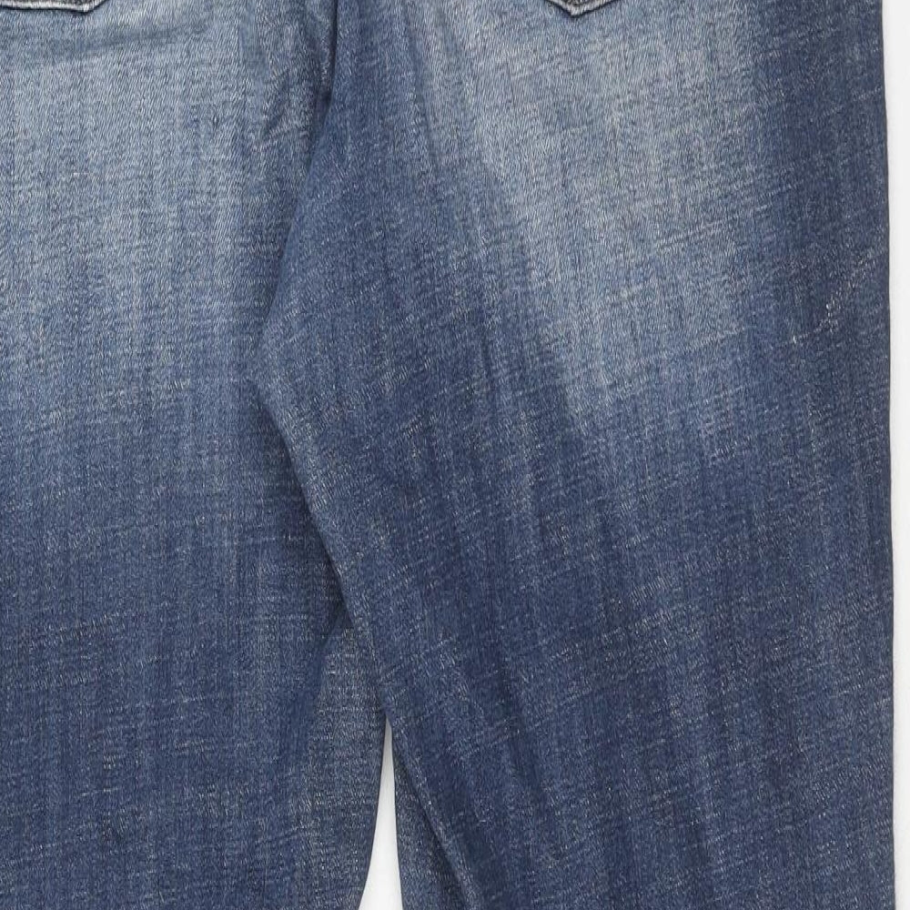 NEXT Womens Blue Cotton Straight Jeans Size 16 Regular Zip