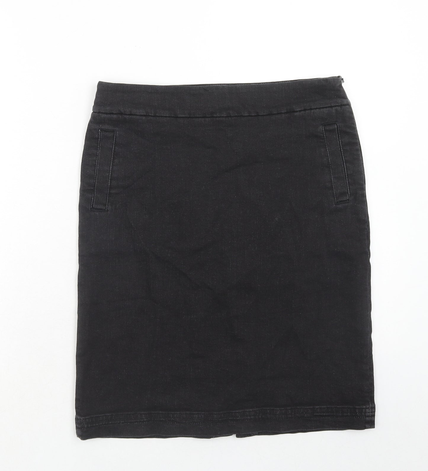 White Stuff Womens Blue Cotton A-Line Skirt Size 8 Zip
