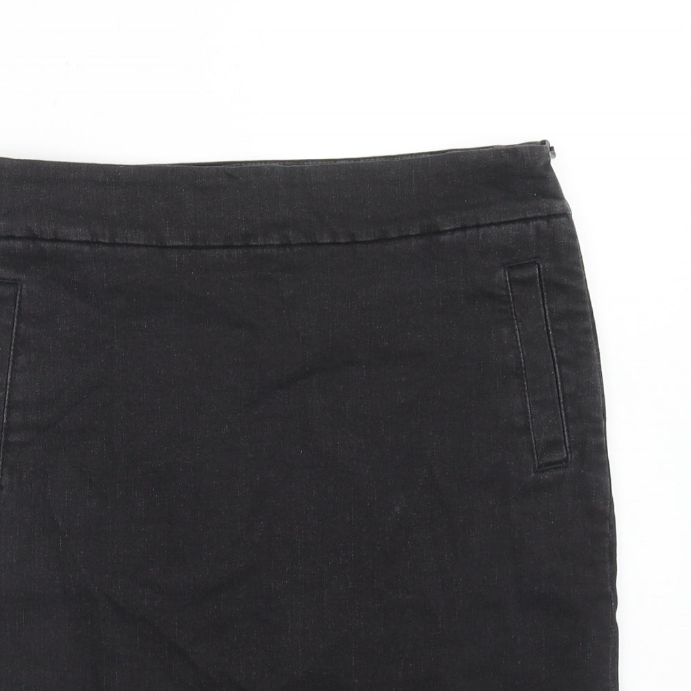 White Stuff Womens Blue Cotton A-Line Skirt Size 8 Zip