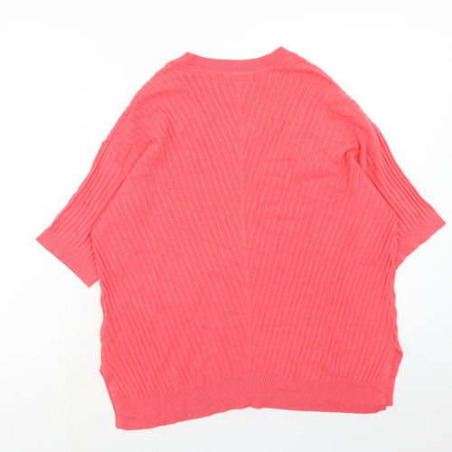 Marks and Spencer Womens Pink V-Neck Viscose Pullover Jumper Size M