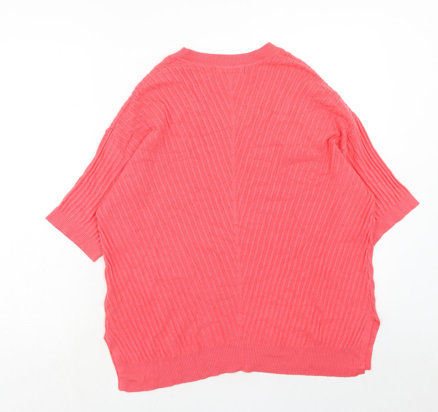Marks and Spencer Womens Pink V-Neck Viscose Pullover Jumper Size M