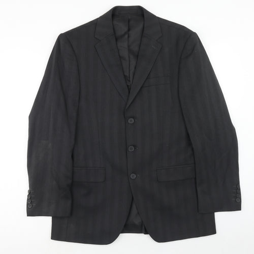 NEXT Mens Black Striped Wool Jacket Suit Jacket Size 38 Regular
