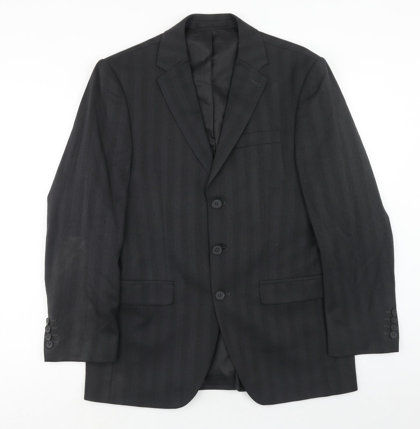 NEXT Mens Black Striped Wool Jacket Suit Jacket Size 38 Regular
