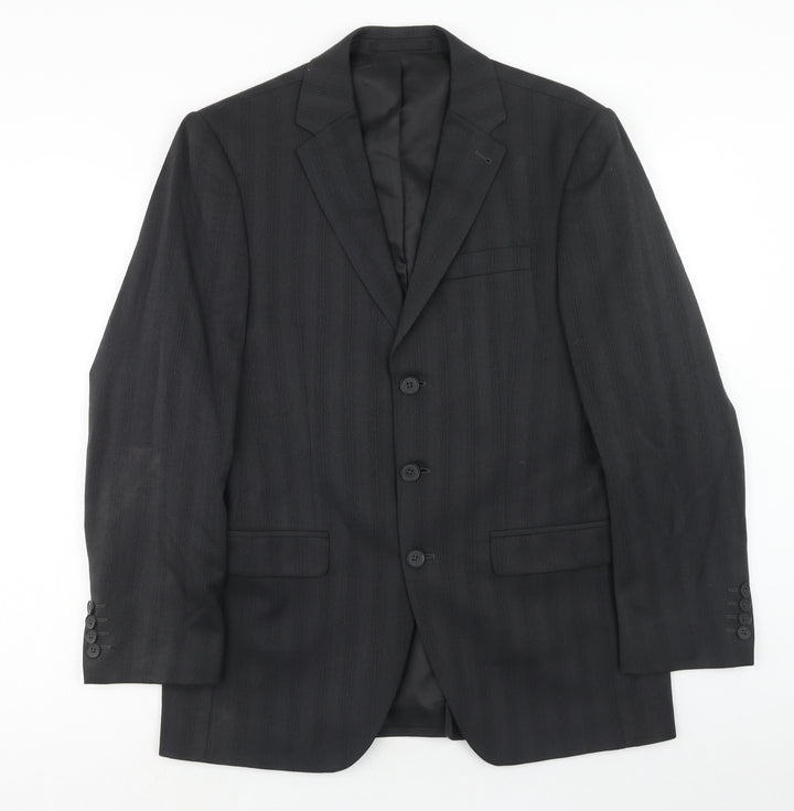 NEXT Mens Black Striped Wool Jacket Suit Jacket Size 38 Regular