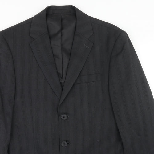 NEXT Mens Black Striped Wool Jacket Suit Jacket Size 38 Regular