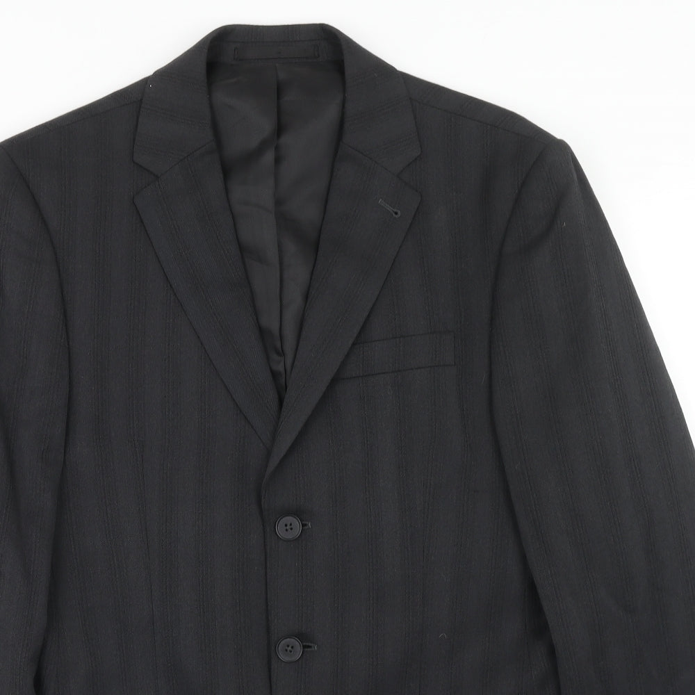 NEXT Mens Black Striped Wool Jacket Suit Jacket Size 38 Regular
