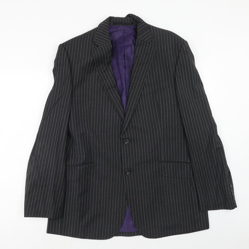 Impressions Mens Black Striped Wool Jacket Suit Jacket Size 40 Regular