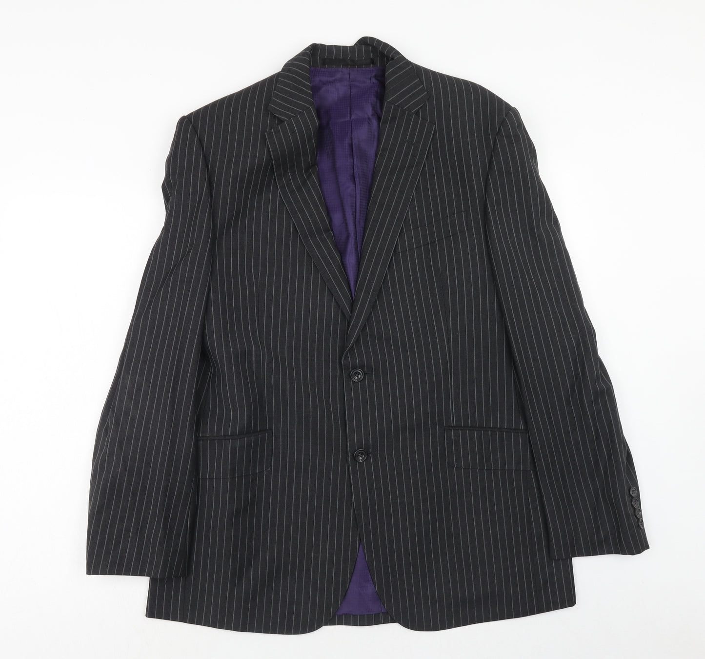 Impressions Mens Black Striped Wool Jacket Suit Jacket Size 40 Regular