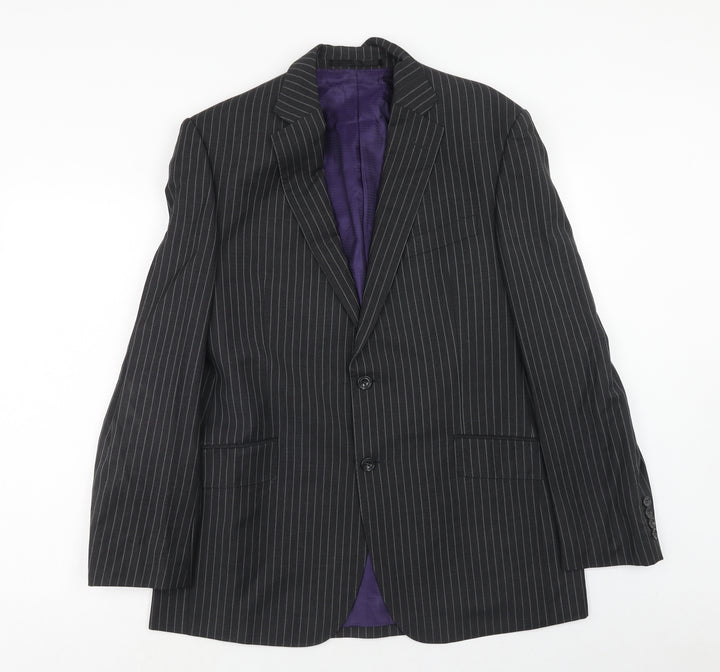 Impressions Mens Black Striped Wool Jacket Suit Jacket Size 40 Regular
