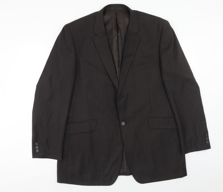 Burton Mens Brown Striped Polyester Jacket Suit Jacket Size 44 Regular