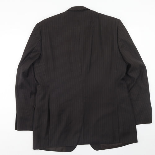 Burton Mens Brown Striped Polyester Jacket Suit Jacket Size 44 Regular