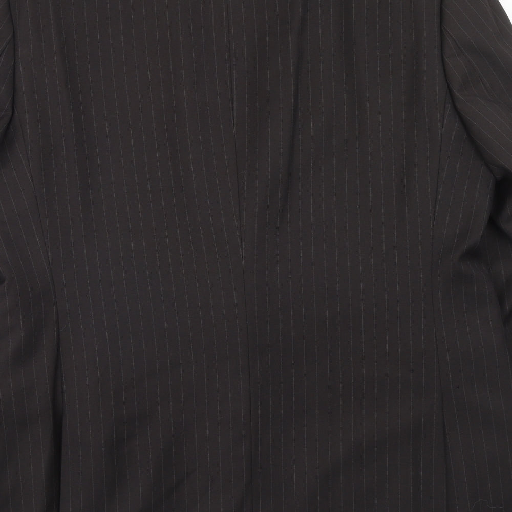 Burton Mens Brown Striped Polyester Jacket Suit Jacket Size 44 Regular