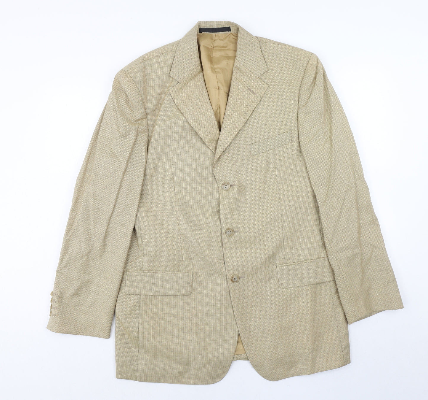 Preworn Mens Beige Polyester Jacket Suit Jacket Size 38 Regular