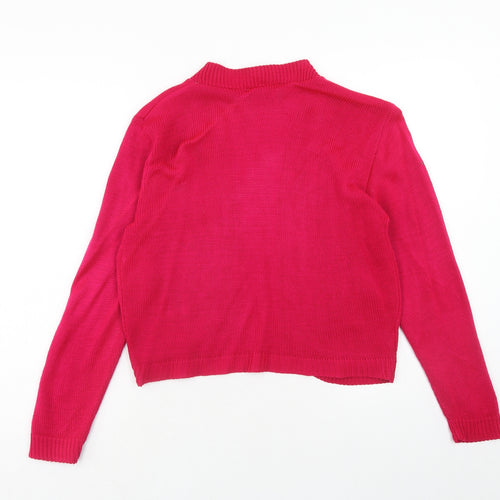 Annabelle Womens Pink V-Neck Acrylic Cardigan Jumper Size M - Size M-L