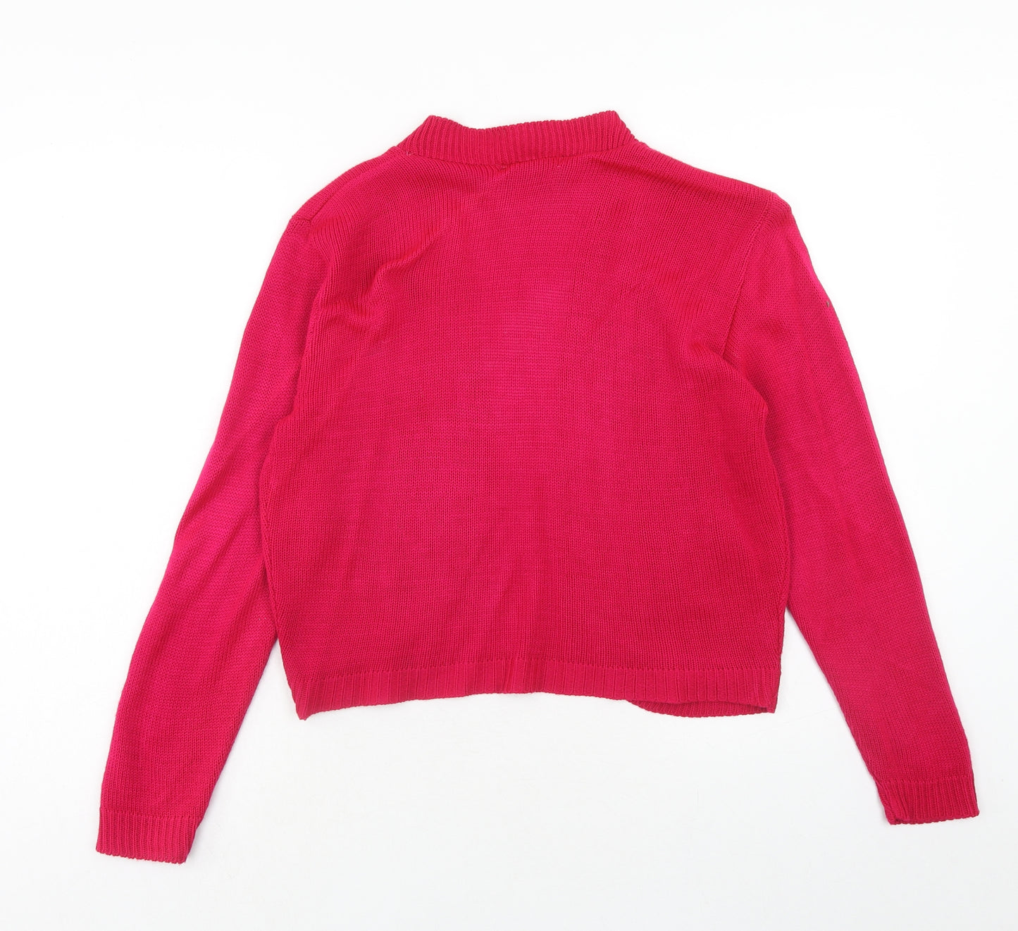 Annabelle Womens Pink V-Neck Acrylic Cardigan Jumper Size M - Size M-L