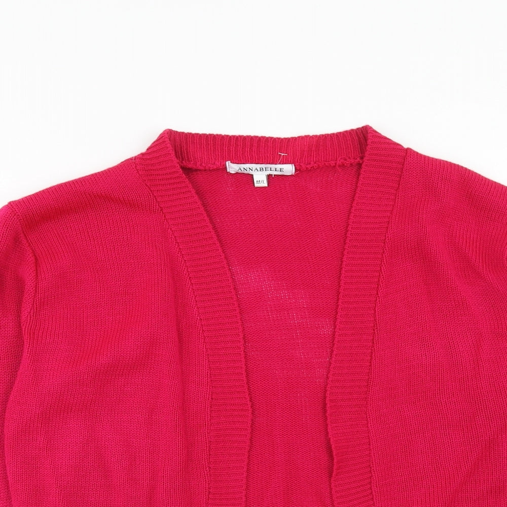 Annabelle Womens Pink V-Neck Acrylic Cardigan Jumper Size M - Size M-L