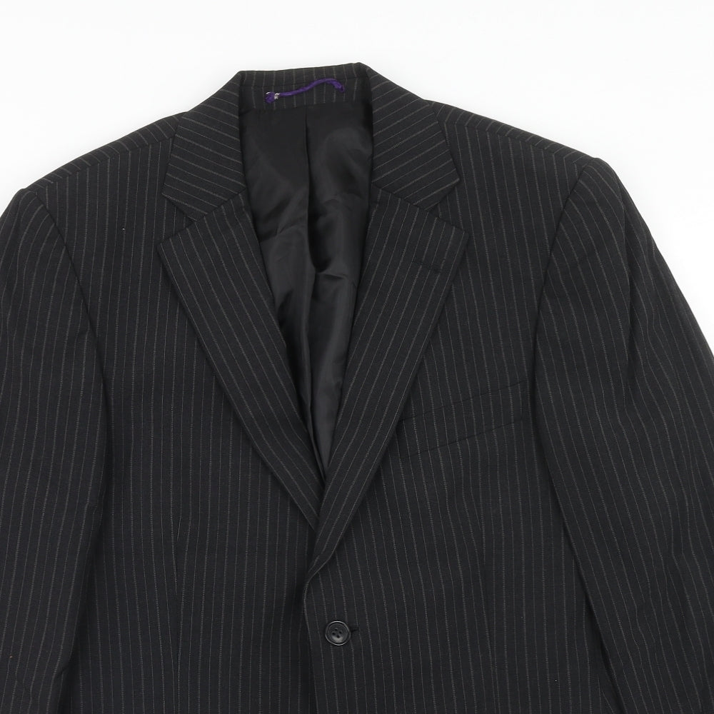 Taylor & Wright Mens Black Striped Wool Jacket Suit Jacket Size 38 Regular