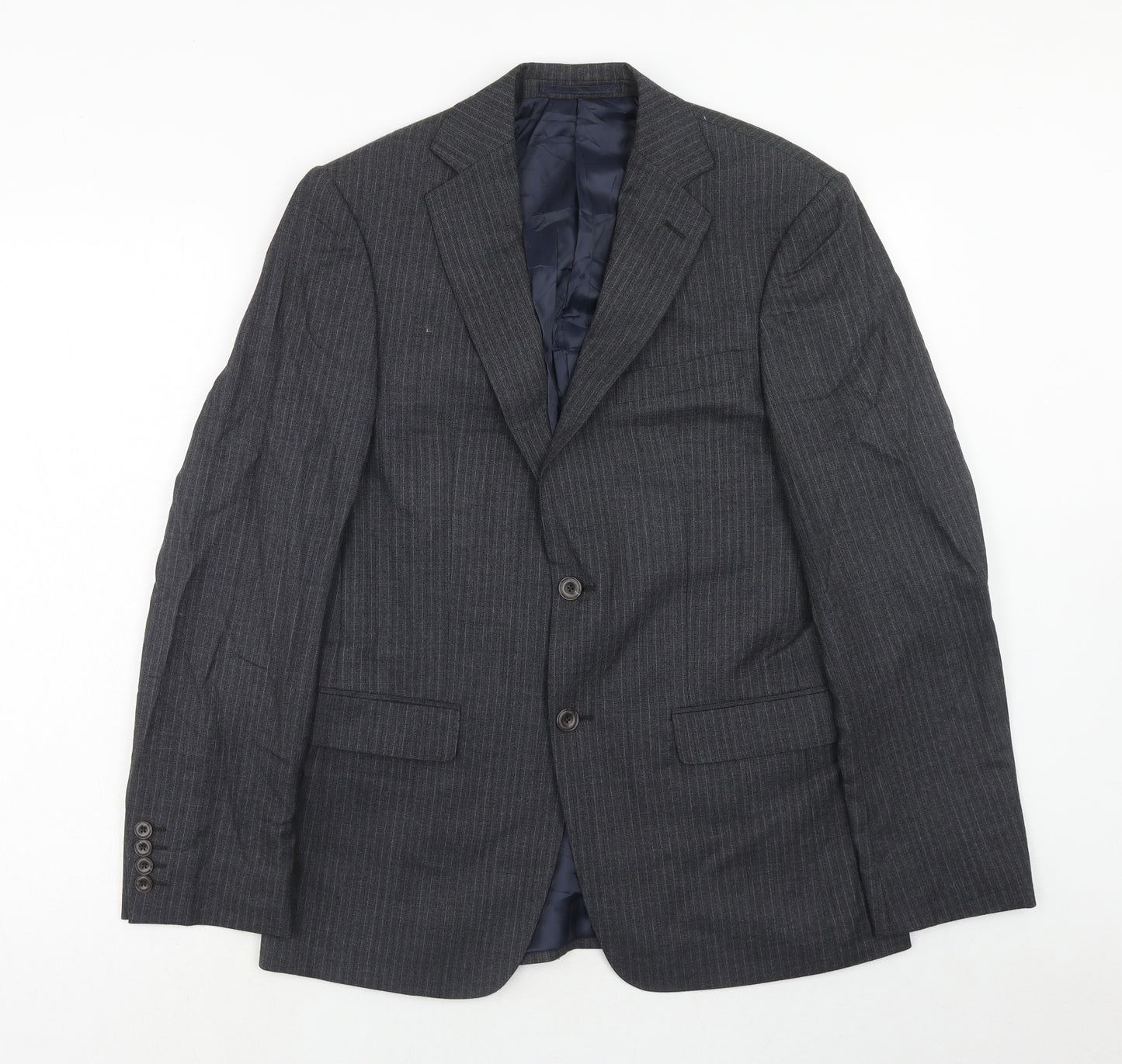 Marks and Spencer Mens Grey Striped Wool Jacket Suit Jacket Size 36 Regular