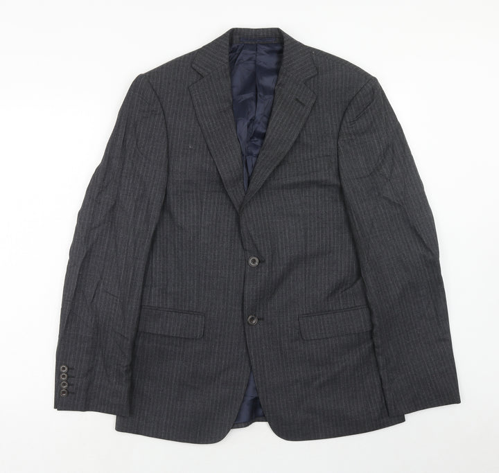 Marks and Spencer Mens Grey Striped Wool Jacket Suit Jacket Size 36 Regular