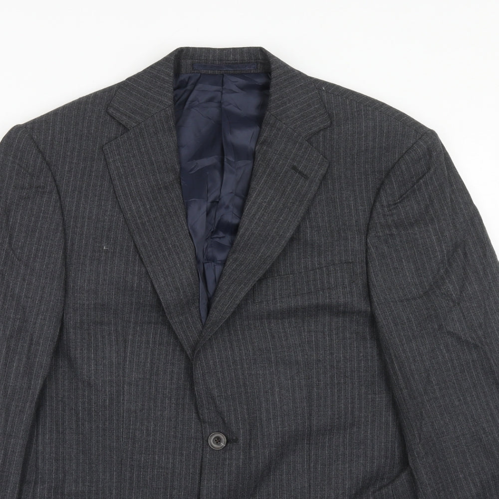 Marks and Spencer Mens Grey Striped Wool Jacket Suit Jacket Size 36 Regular