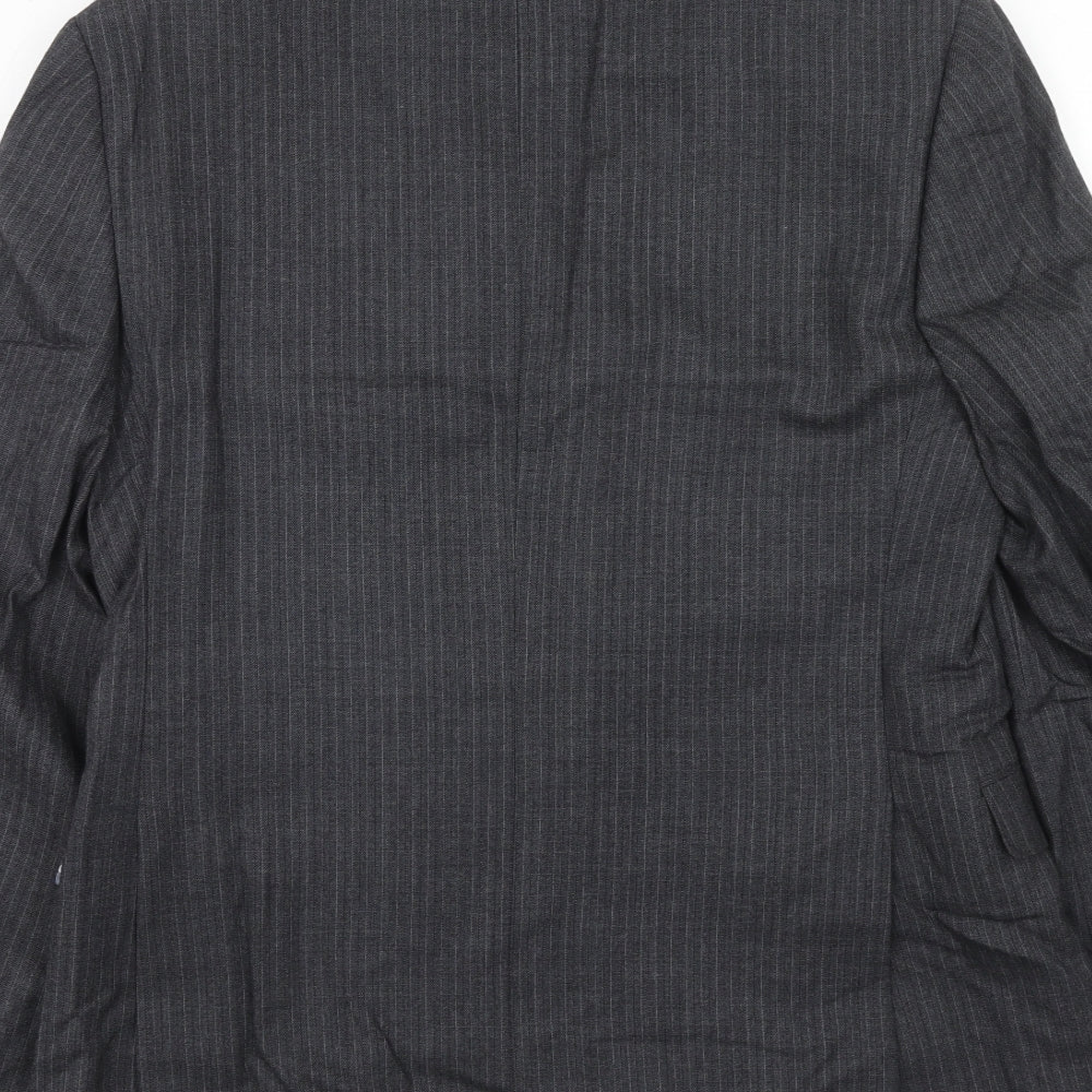 Marks and Spencer Mens Grey Striped Wool Jacket Suit Jacket Size 36 Regular
