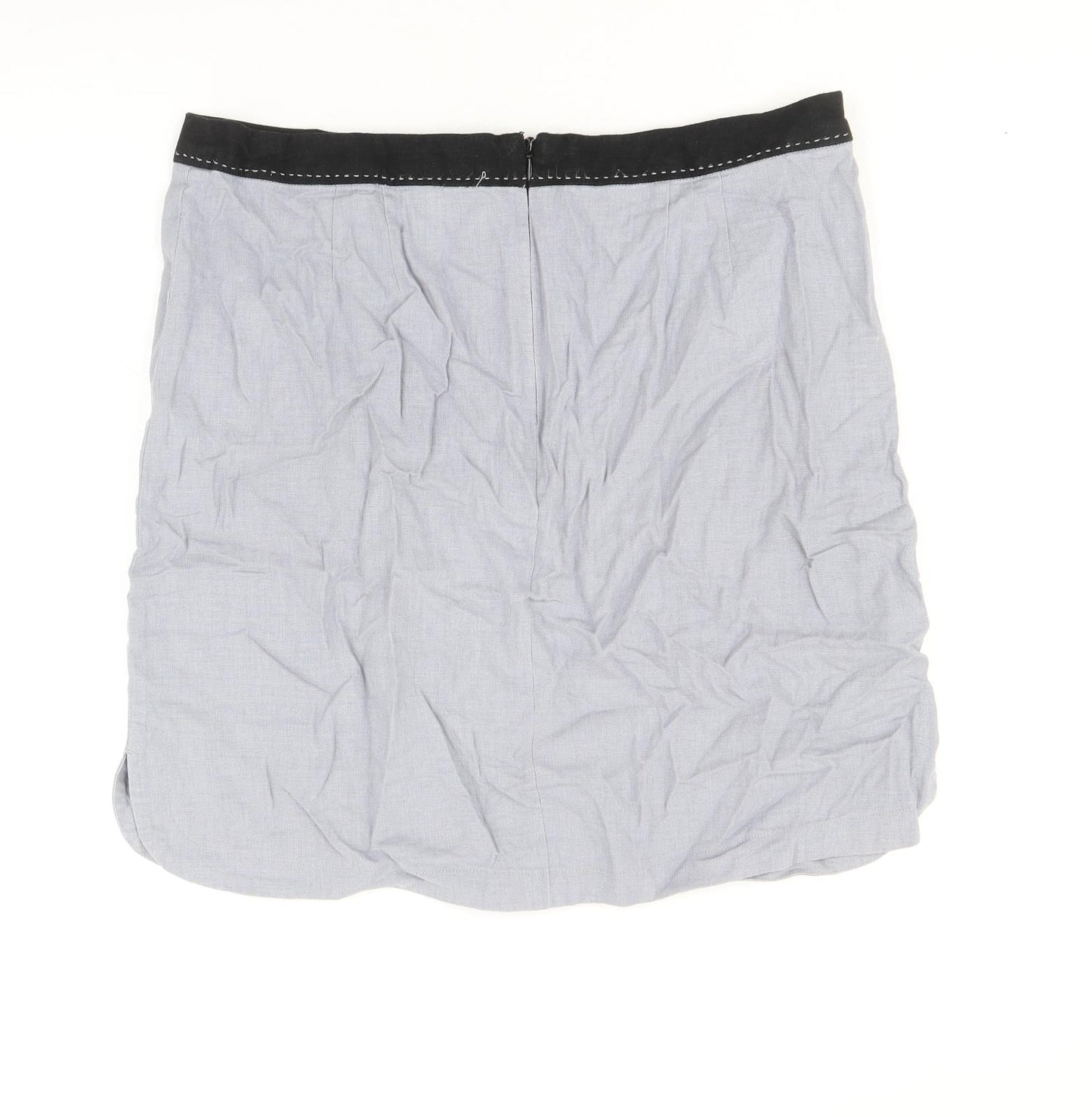 NEXT Womens Blue Linen A-Line Skirt Size 12 Zip
