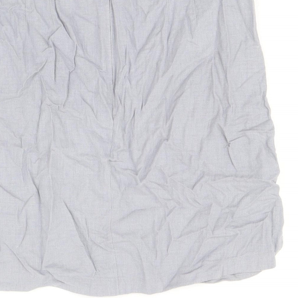 NEXT Womens Blue Linen A-Line Skirt Size 12 Zip