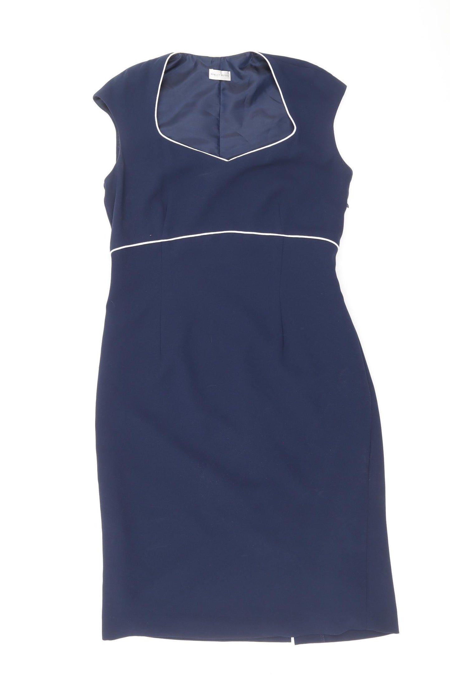 Minuet Womens Blue Polyester Sheath Size 8 Square Neck Zip - Slit