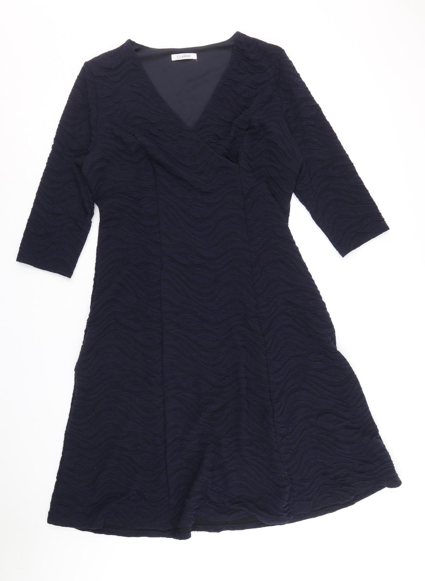 Marks and Spencer Womens Blue Polyacrylate Fibre A-Line Size 16 V-Neck Pullover