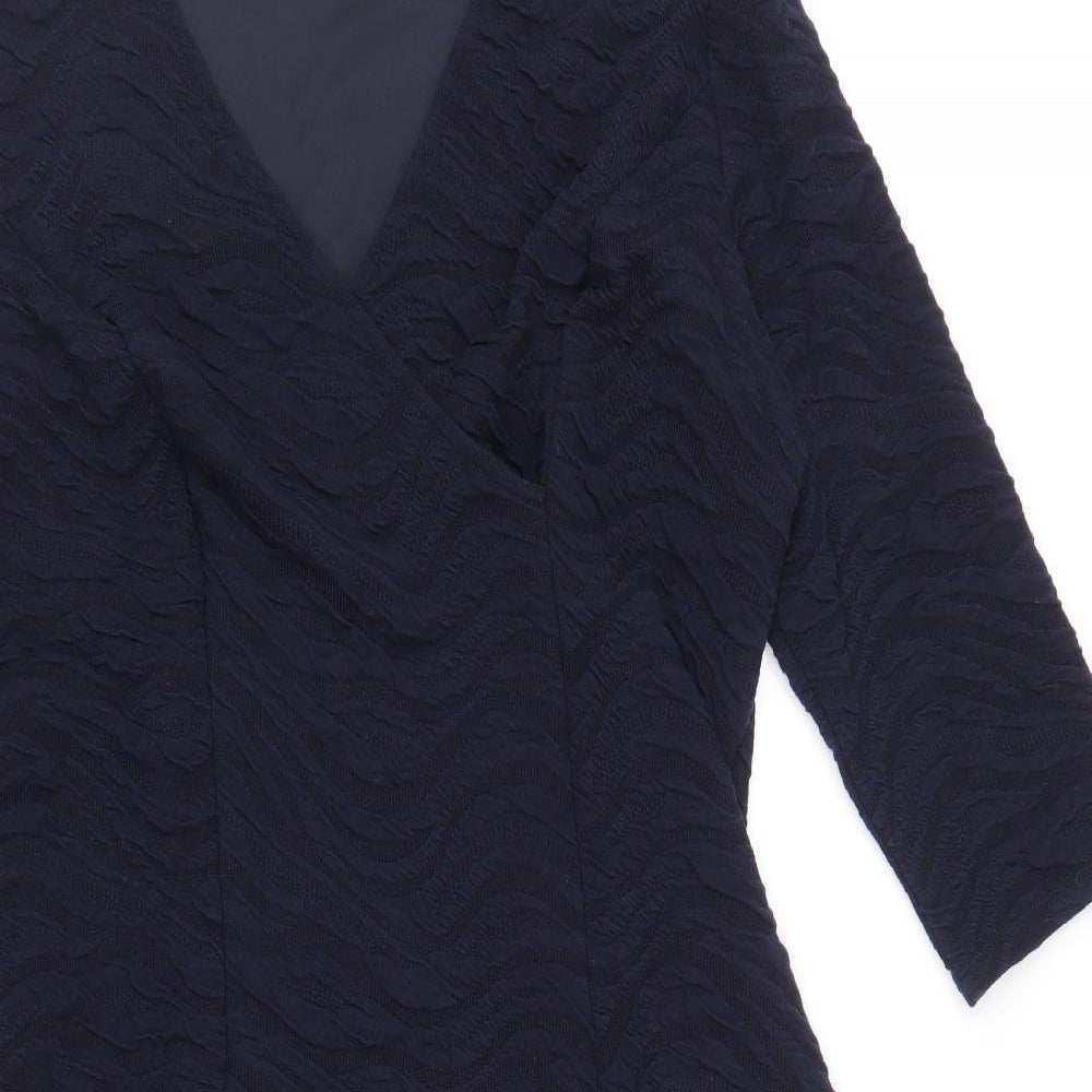 Marks and Spencer Womens Blue Polyacrylate Fibre A-Line Size 16 V-Neck Pullover
