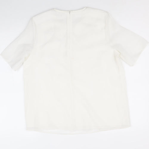 Limited Edition Womens White Polyester Basic T-Shirt Size 14 Scoop Neck