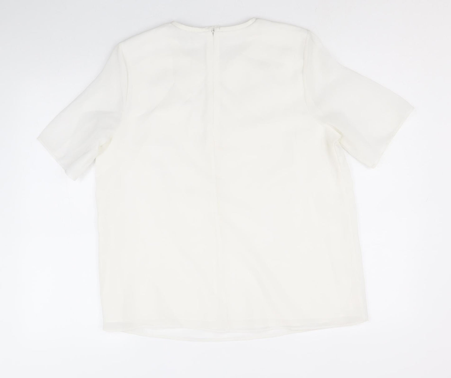 Limited Edition Womens White Polyester Basic T-Shirt Size 14 Scoop Neck