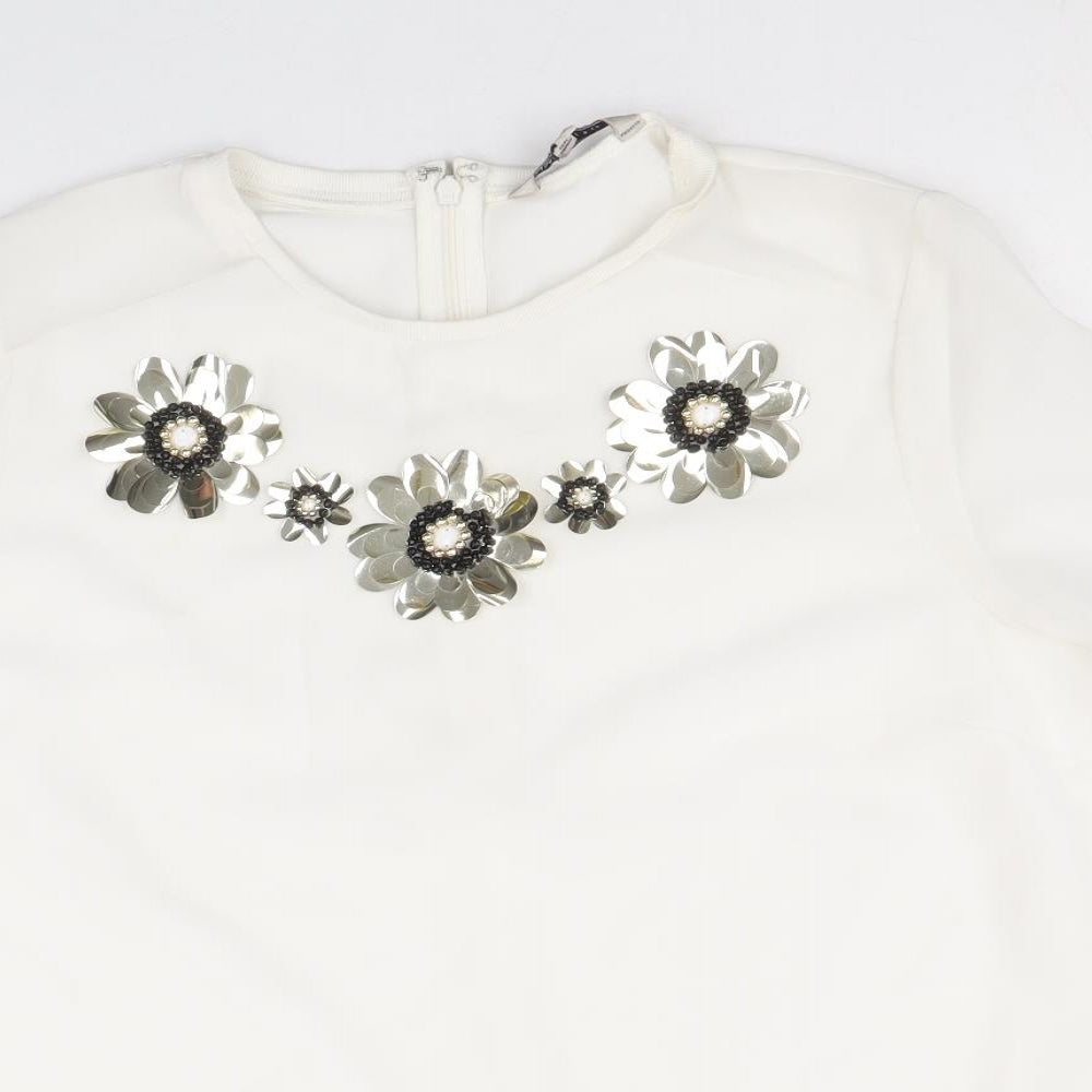 Limited Edition Womens White Polyester Basic T-Shirt Size 14 Scoop Neck