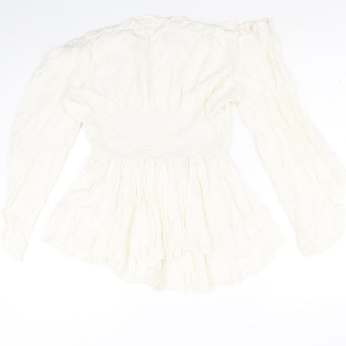 Preworn Womens Ivory Polyester Basic Blouse Size 3XL Off the Shoulder